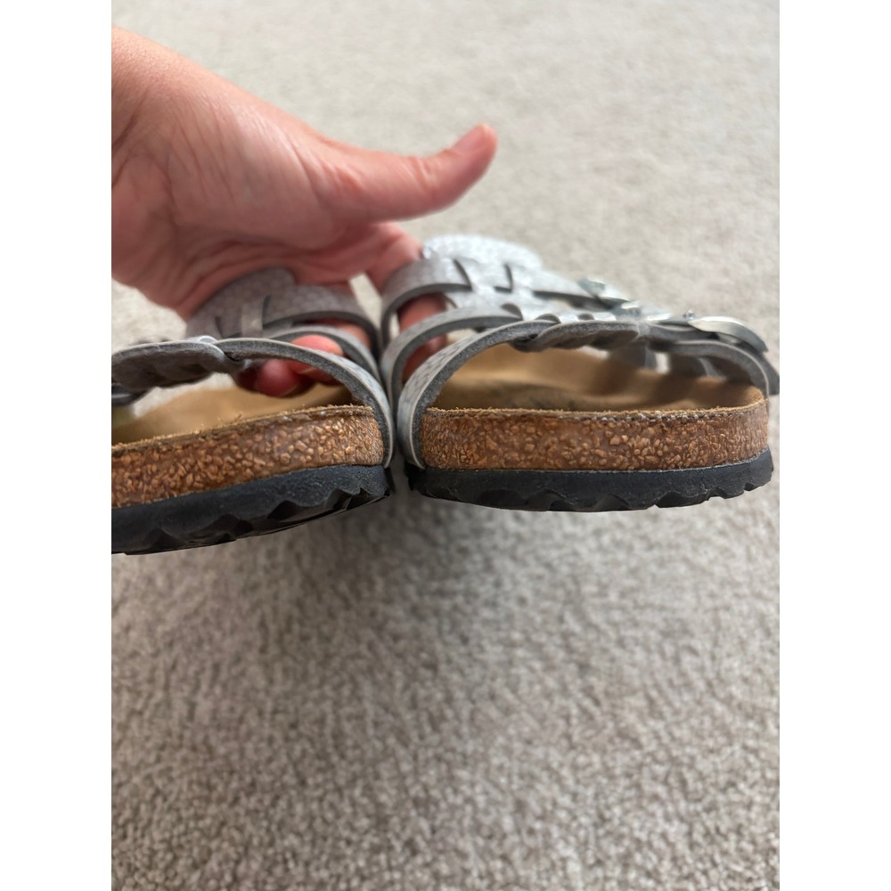 Birkenstock Birki's Xenia Sandals Womens 7 EU 38 Silver Slip On Casual - Picture 4 of 6